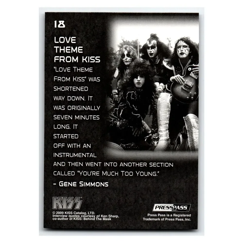 KISS Love Theme From KISS 2009 Press Pass 18 Music Band Card
